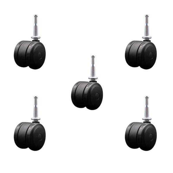 Service Caster 2'' Black Floor Safe Twin Wheel Casters 5/16 Grip Neck Stem, 5PK SCC-GN02S50-TPR-BLK-5 - main